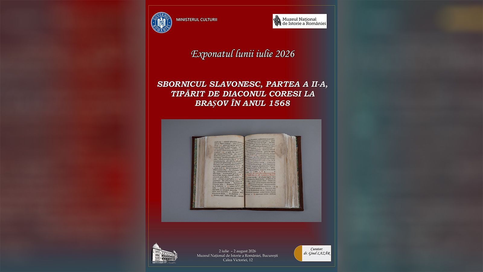 Exponatul lunii iulie 2026 la MNIR - Sbornicul slavonesc