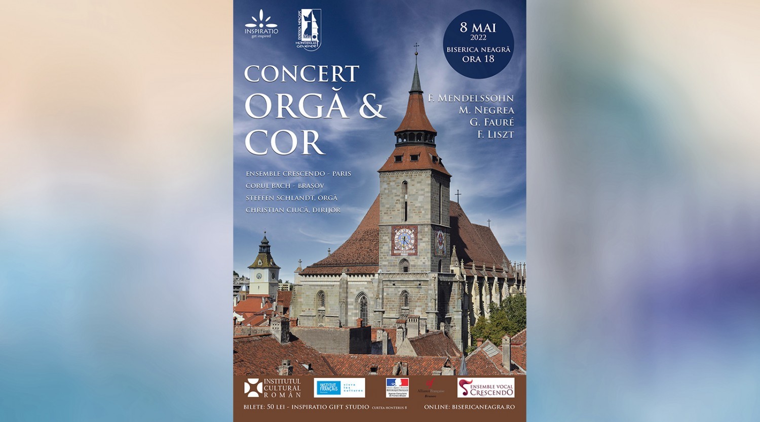 Concert extraordinar de orgă și cor la Biserica Neagră, de Ziua Europei
