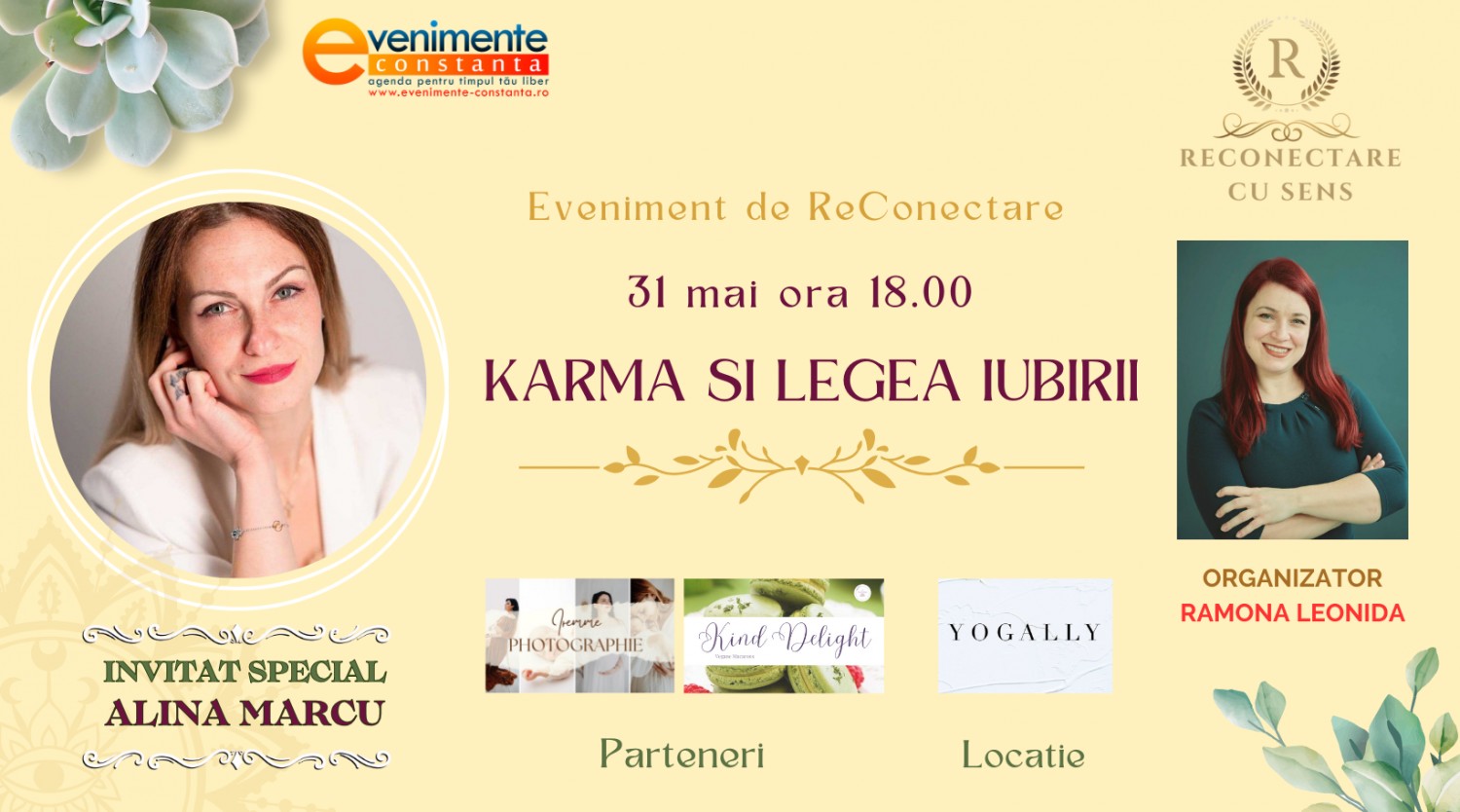 "Karma și Legea Iubirii" cu Alina Marcu pe 31 mai in Constanta