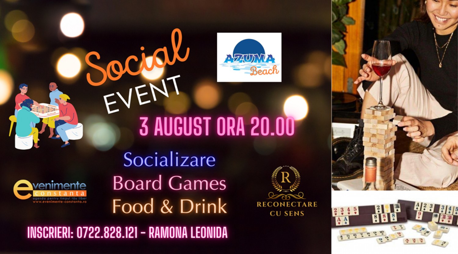 3 august: Social Event - Board Games Night la Azuma Beach