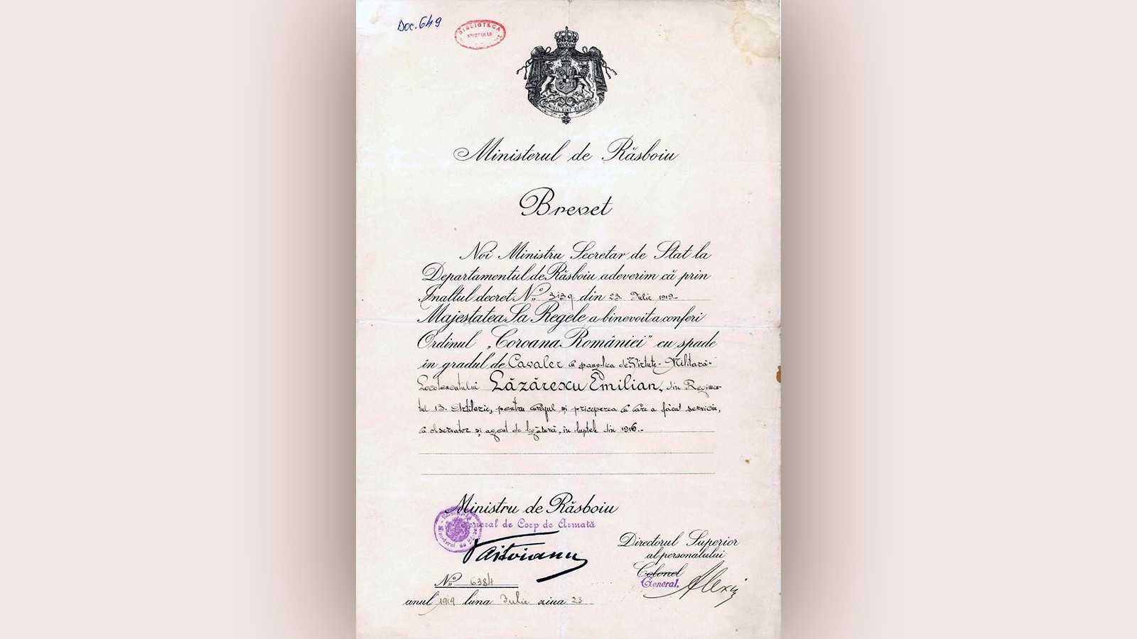 Exponatul lunii mai 2025 - Muzeul Militar National Regele Ferdinand I