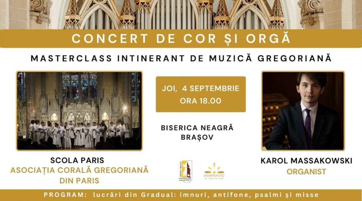 Concert de cor și orgă - Schola Paris și Karol Mossakow la Biserica Neagră