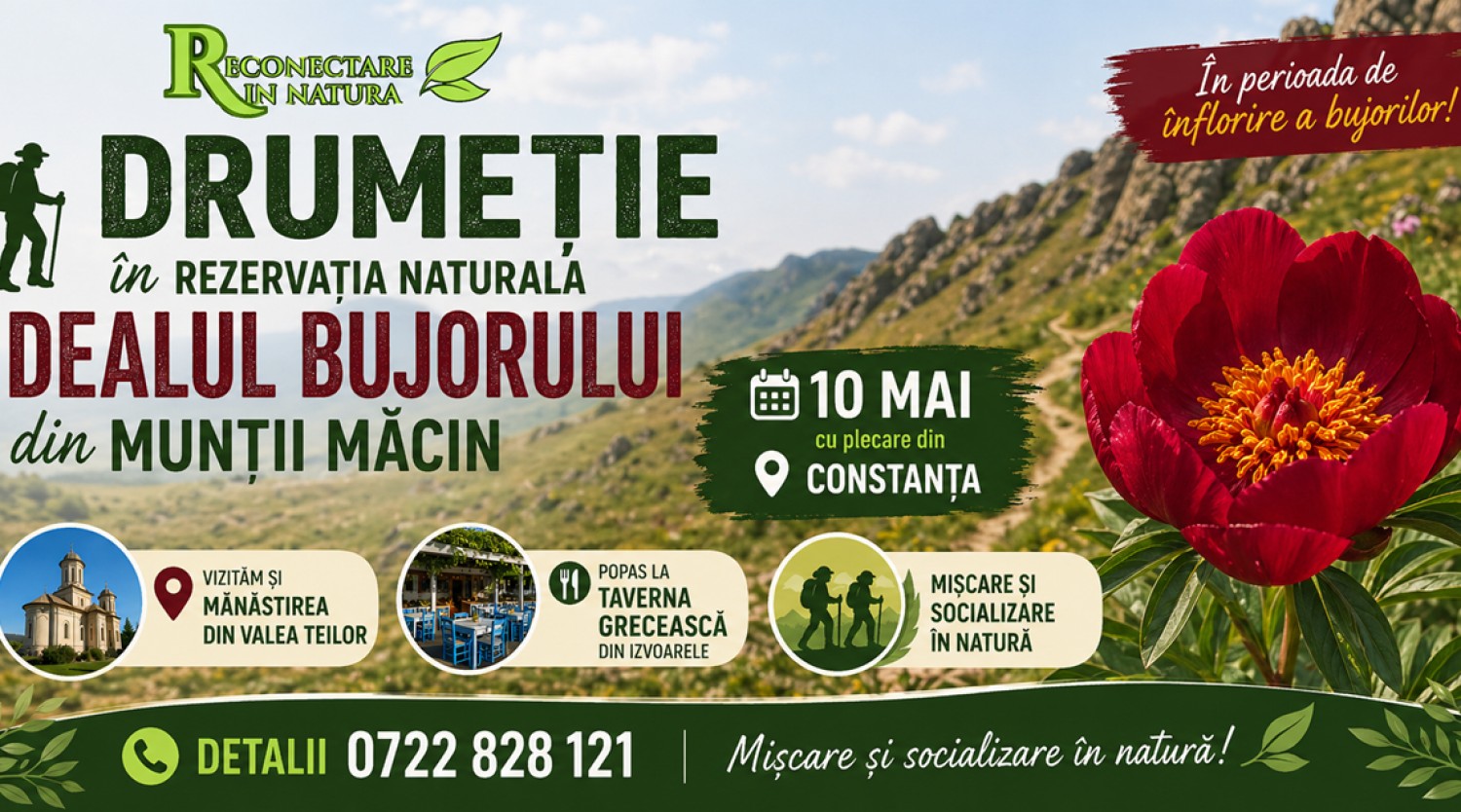 10 MAI: Drumeție la bujori în Munții Măcin 🌿