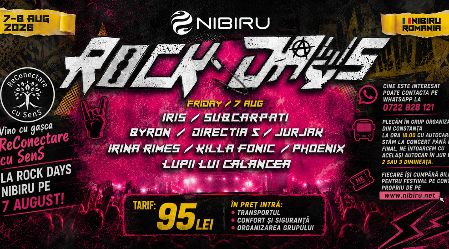 🤘 ROCK DAYS NIBIRU – 7 AUGUST | Hai cu gașca ReConectare cu SenS! 🤘
