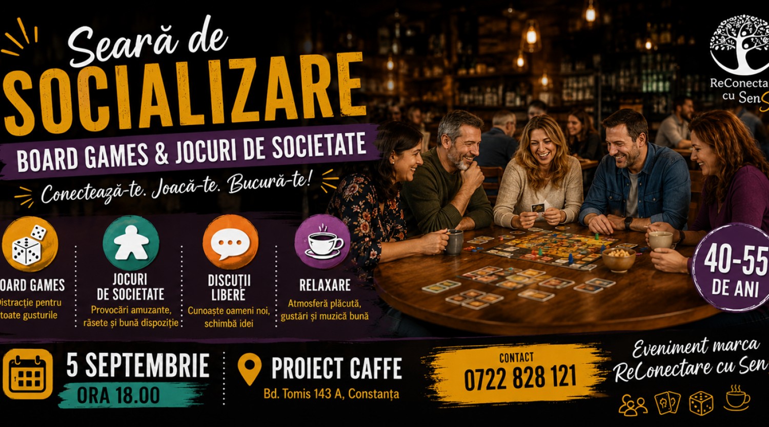 5 SEPTEMBRIE: Seara de socializare cu Board Games by ReConectare cu SenS