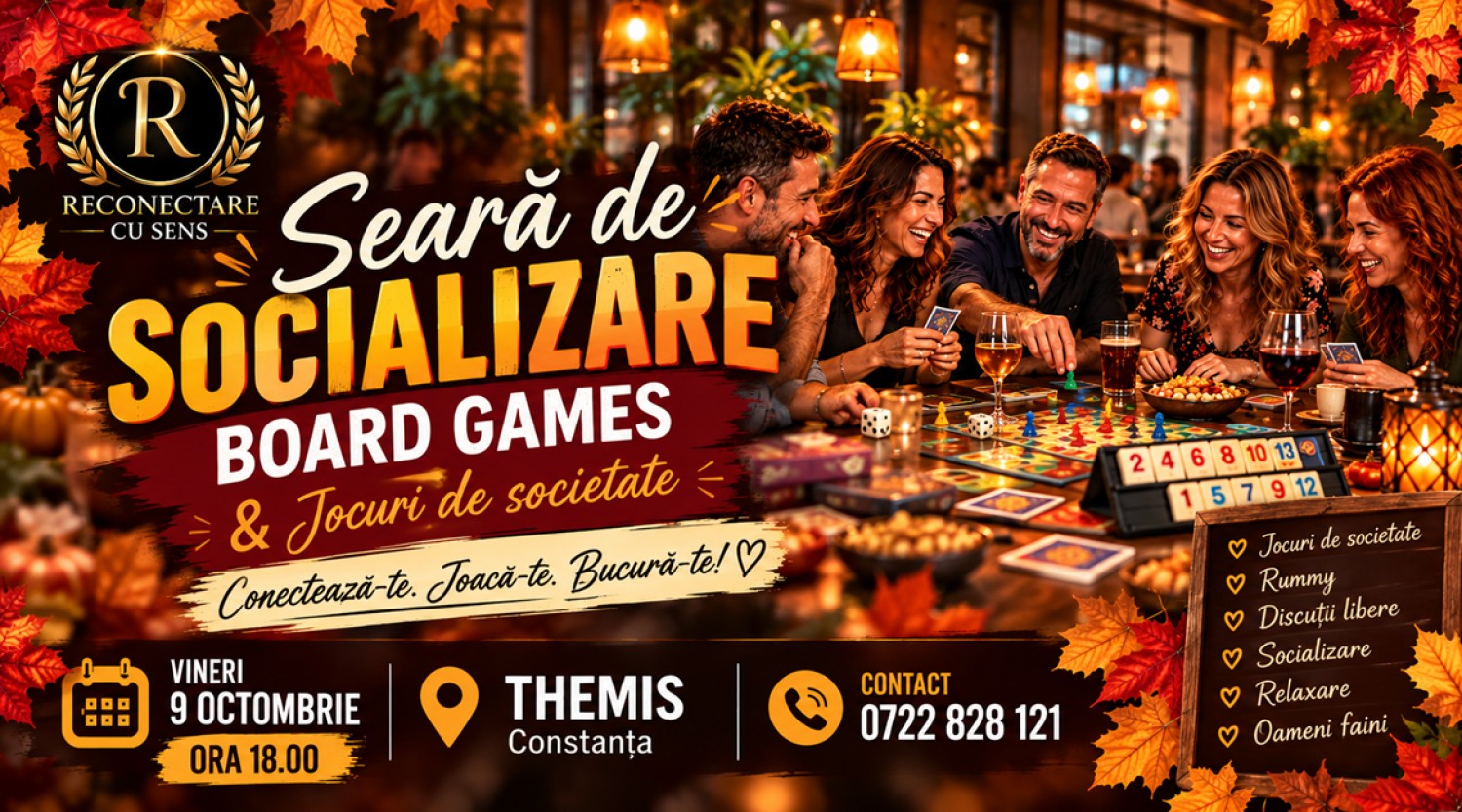 9 OCTOMBRIE: SEARA DE SOCIALIZARE cu Board Games by ReConectare cu SenS
