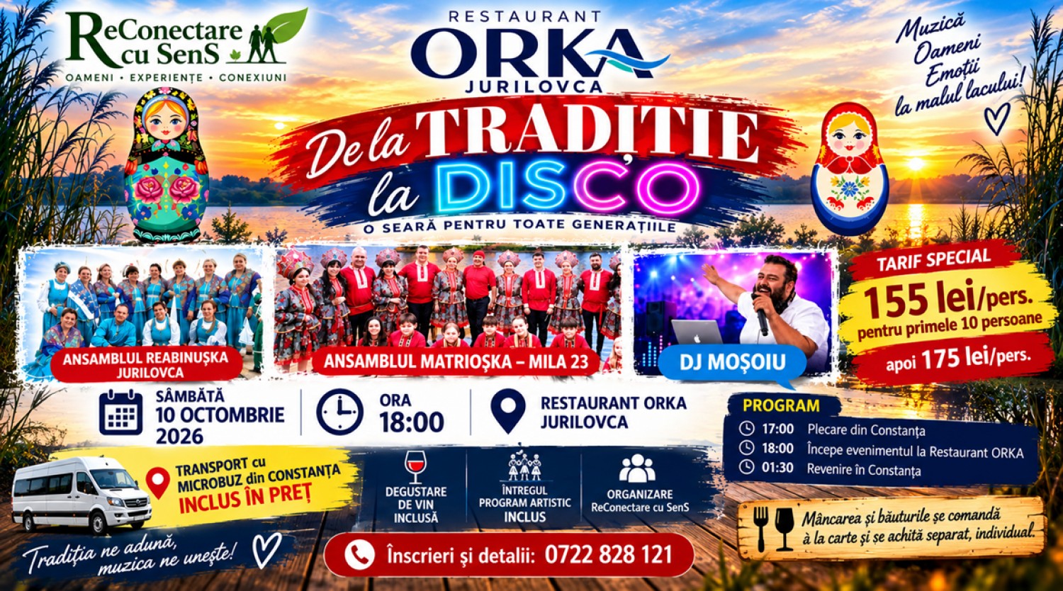 10 OCTOMBRIE: Petrecere la Jurilovca: "De la TRADITIE la DISCO"